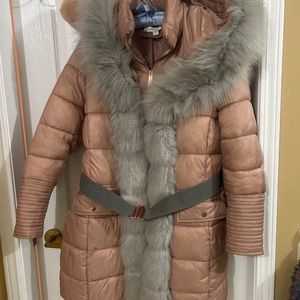 Pink puffer with removable fur